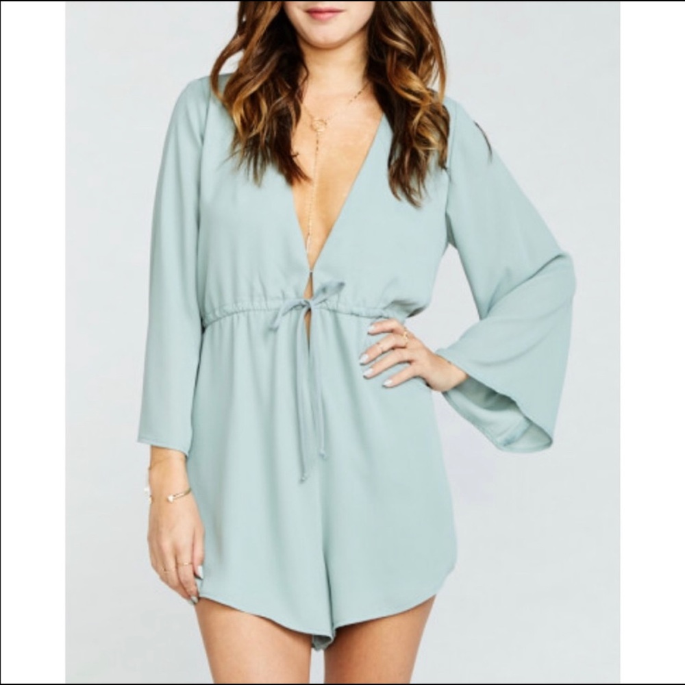 Show Me Your Mumu Roxy Romper in Silver Sage Crisp